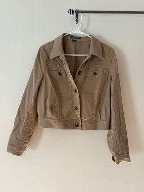 Lauren Ralph Lauren Casual Women's Tan Cotton Jacket - Classic Button-Front